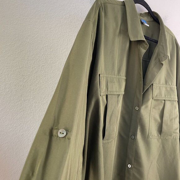 Old Navy Womens Plus 3X Olive Green Button Up Shirt Roll Tab Sleeve Blouse Top - Picture 8 of 9